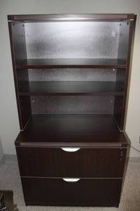 lot 43 image: 2-Drawer Lateral Hanging File Module with Attached Bookcase