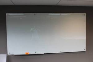 lot 84 image: Quartet Magnetic Glass Dry Erase White Board 8 x 4 Infinity Frameless Mounting, White Surface
