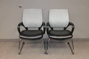 lot 76 image: Set of 2 Ergonomic High-Backed Mesh Office Chairs
