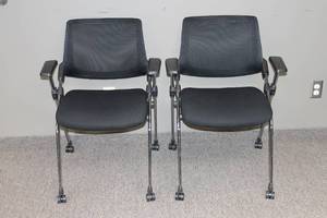 lot 80 image: Set of 2 Mesh Back Nesting Chairs with Flip Seat