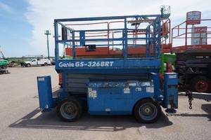 lot 13 image: 2008 Genie Model 3268 RT Rough Terrain Diesel Powered Scissors Lift