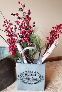 lot 99 image: Large Copper Bin and Cute Holiday Container for Holiday Dcor