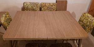 lot 88 image: So Cool  Vintage Dining Table with 6 Mod Vinyl Chairs and a Bonus Table