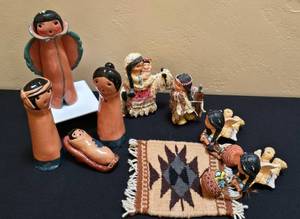 lot 60 image: Southwestern Nativity Grouping