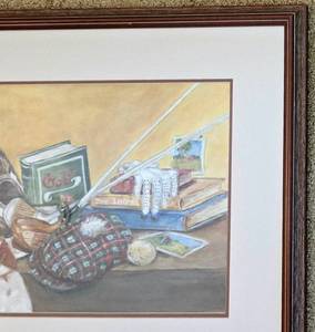 lot 134 image: Golf-Themed Framed and Matted Oil on Canvas Painting