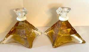lot 12 image: Pair of Willsea OBrien Hand Blown Art Glass Candle Holders