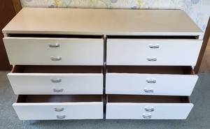 lot 142 image: White Wood Six Drawer Dresser