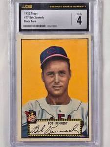 lot 6 image: Bob Kennedy 1952 Topps Card #77 - CSG Graded VG-EX 4
