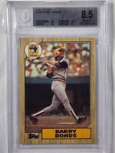 lot 10 image: Barry Bonds 1987 Topps Card #320 - Beckett Graded NM-MT 8.5