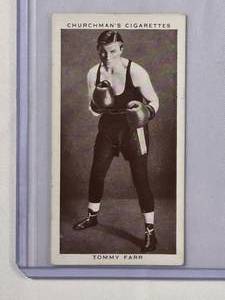 lot 13 image: Tommy Farr 1938 W.A. & A.C. Churchman Boxing Personalities Card #15 Imperial Tobacco Co.