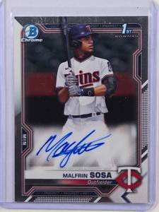 lot 30 image: Malfrin Sosa 2021 1st Bowman Chrome Prospects On Card Autograph CPA-MS