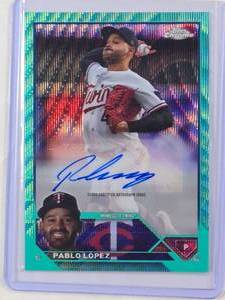lot 33 image: Pablo Lopez 2023 Topps Chrome Blue Wave Refractor Autograph #AC-PL Numbered 38199