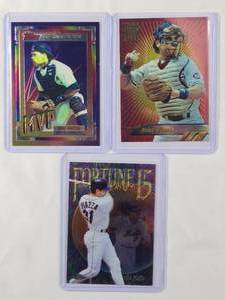 lot 51 image: Mike Piazza Lot of 3 Inserts 1999 Topps Fortune 15, 1994 Topps Finest, 1994 Topps Stadium Club