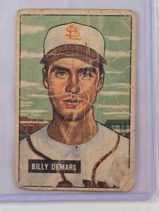 lot 61 image: Billy Demars 1951 Bowman No. 43 Vintage Baseball Card