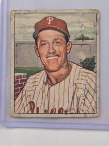 lot 66 image: Mike Goliat 1950 Bowman No. 205 Vintage Baseball Card