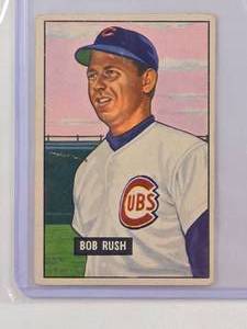 lot 79 image: Bob Rush 1951 Bowman No. 212 Vintage Baseball Card