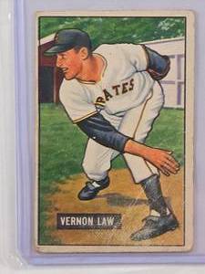 lot 80 image: Vernon Law 1951 Bowman No. 203 Vintage Baseball Card