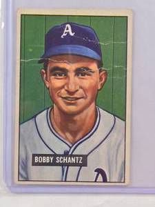 lot 82 image: Bobby Schantz 1951 Bowman No. 227 Vintage Baseball Card