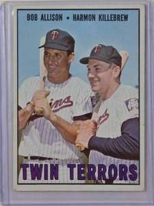 lot 112 image: Twin Terrors Bob Allison & Harmon Killebrew 1967 Topps No. 334