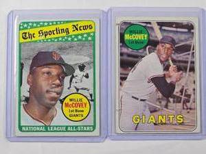 lot 119 image: Lot of 2 Willie McCovey  1969 The Sporting News All-Star No. 416 & 1969 Topps No. 440