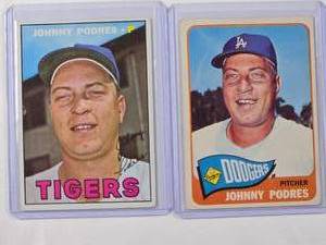 lot 126 image: Lot of 2 Johnny Podres Cards 1967 Topps No. 284 & 1965 Topps No. 387