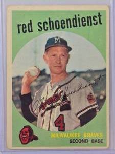 lot 133 image: Red Schoendienst 1959 Topps No. 480 Vintage Baseball Card