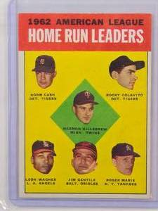 lot 136 image: 1962 American League Home Run Leaders Kellebrew, Cash, Colavito, Wagner, Gentile, Maris Topps No. 4