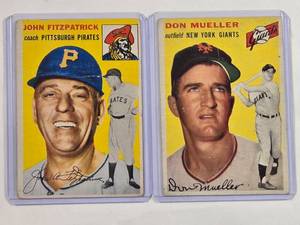 lot 173 image: Lot of 2 Vintage 1954 Baseball Cards  Don Mueller Topps No. 42 & John Fitzpatrick No. 213