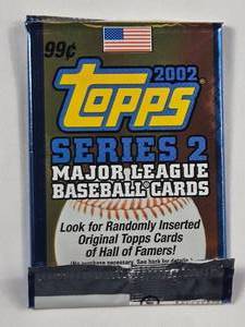 lot 181 image: Unopened Pack of 2002 Topps Series 2 Baseball - Possible Mauer Rookie