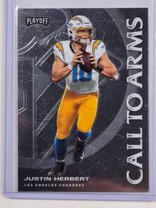 lot 198 image: Justin Hebert Rookie 2020 Panini Playoff Call to Arms No. CA-19