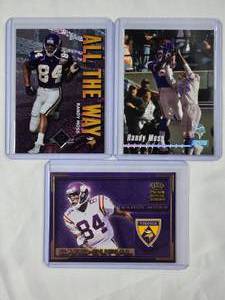 lot 226 image: Lot of 3 Randy Moss Inserts 1999 Crown Royale Card-Supial with Jerry Rice, 2001 All the Way, 1991 Stadium Club No. 150