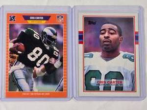 lot 229 image: Lot of 2 Chris Carter Rookie Cards 1989 Topps No. 121 & 1989 NFL No. 314