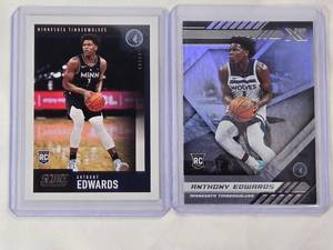 lot 258 image: Lot of 2 Anthony Edwards Rookie Cards 2020-21 Panini Chronicles Score No. 607 & 2020-21 Panini Chronicles Xr No. 295