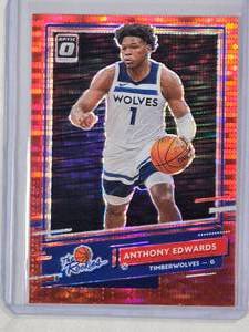 lot 261 image: Anthony Edwards Rookie The Rookies Red Refractor 2020-21 Panini Donruss Optic No. 5