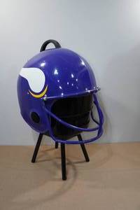 lot 120 image: Small Portable Charcoal Grill with Minnesota Vikings Helmet Lid