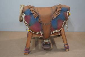 lot 133 image: Vintage Childs Ride-On Saddle Stool