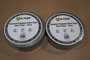lot 168 image: 2 Rolls K-Flex General Purpose Duct Tape -Gray