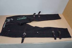 lot 169 image: Hot Topic Black & Red Skinny Jeans with Straps 32x32