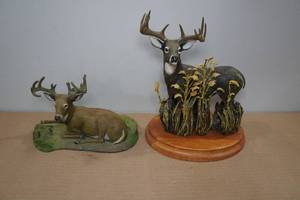 lot 195 image: 2 Danbury Mint Whitetail Deer Figures by Bob Travers