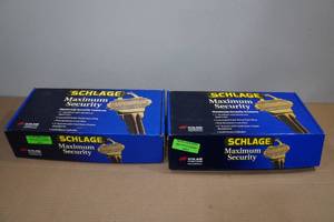 lot 214 image: 2 Schlage Deadbolt and Handle Sets