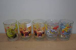 lot 241 image: Collector Glasses - Shrek, Buzz Lightyear, Donald Duck, Puss in Boots