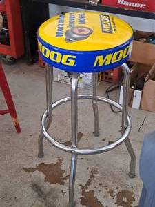 lot 730 image: Moog logo Padded Metal Bar Stool