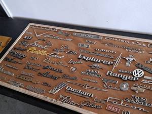 lot 745 image: Ford Automotive Emblem Collage Wall Art, Framed