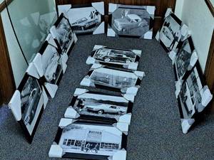 lot 624 image: Lot of (12) Framed Portraits of Classic Cars