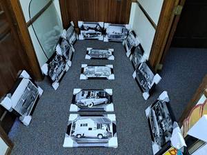 lot 626 image: Lot of (14) Framed Portraits of Classic Cars