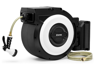 OUTFINE Tools Retractable Garden Hose Reel 130ft x 12 with 9 Pattern Hose Nozzle