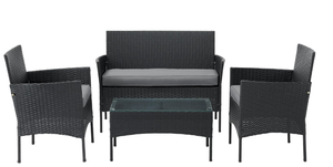 4PCS Lavish Home Gray Set-Rattan Outdoor Couch