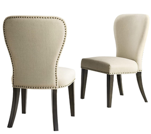 LOT OF 2 Alaterre Furniture Savoy Upholstered Dining Chairs, Cream