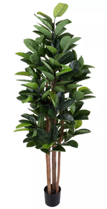 Artificial Rubber Plant - Faux Tree with Natural-Feel Leaves