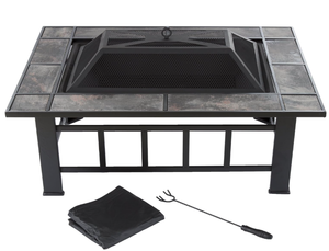 Pure Garden W150098 Tile Rectangular Fire Pit